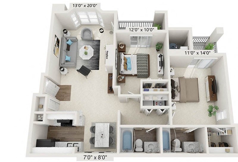 The Goldenrod 2 Bed - 2 Bath |910 sq. ft.